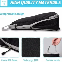 3-Piece Compression Packing Cubes Set for Travel Luggage Storage and Organizer, Large Capacity Expanding Storage Bags for Outdoor Travel & Home Use