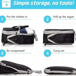 3-Piece Compression Packing Cubes Set for Travel Luggage Storage and Organizer, Large Capacity Expanding Storage Bags for Outdoor Travel & Home Use