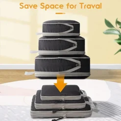 3-Piece Compression Packing Cubes Set for Travel Luggage Storage and Organizer, Large Capacity Expanding Storage Bags for Outdoor Travel & Home Use