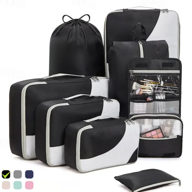 8-Piece Compression Packing Cubes Set for Travel, Luggage Storage and Organizer, Ultra-Light Travel Storage Bags