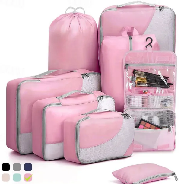 8-Piece Compression Packing Cubes Set for Travel, Luggage Storage and Organizer, Ultra-Light Travel Storage Bags