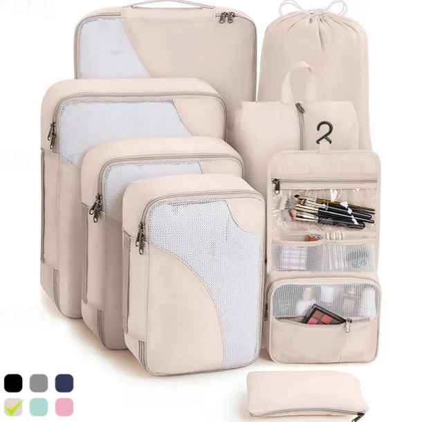 8-Piece Compression Packing Cubes Set for Travel, Luggage Storage and Organizer, Ultra-Light Travel Storage Bags