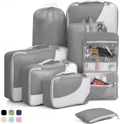 8-Piece Compression Packing Cubes Set for Travel, Luggage Storage and Organizer, Ultra-Light Travel Storage Bags