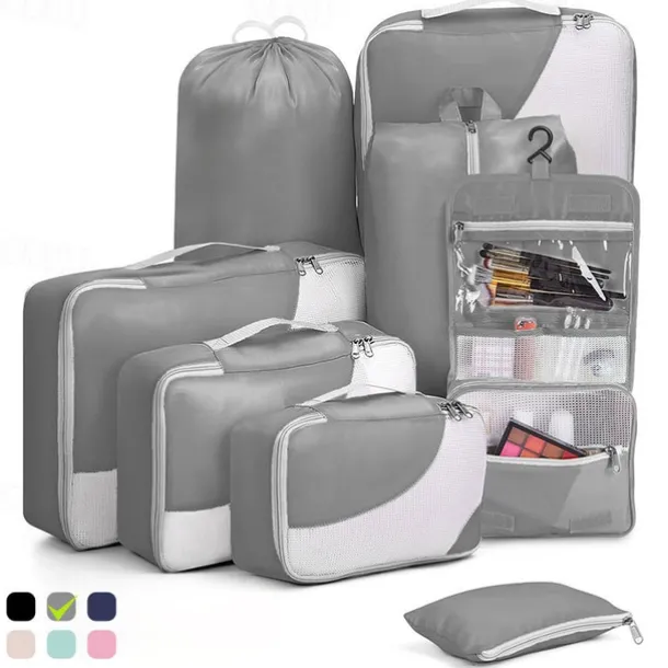 8-Piece Compression Packing Cubes Set for Travel, Luggage Storage and Organizer, Ultra-Light Travel Storage Bags