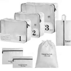 7-Piece Compression Packing Cubes Set for Travel, Luggage Organizer, Clothes, Underwear, and Shoes Storage Bags, Portable Sorting and Organizing Travel Accessories
