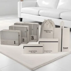 7-Piece Compression Packing Cubes Set for Travel, Luggage Organizer, Clothes, Underwear, and Shoes Storage Bags, Portable Sorting and Organizing Travel Accessories