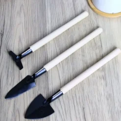 3-Piece Deluxe Garden Tool Set - Lightweight Aluminum Shovel & Rake for Succulent Plants Flower Beds & Loose Soil - Ergonomic Handle Ideal for Compact Gardening Needs