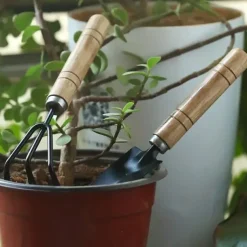 3-Piece Deluxe Garden Tool Set - Lightweight Aluminum Shovel & Rake for Succulent Plants Flower Beds & Loose Soil - Ergonomic Handle Ideal for Compact Gardening Needs