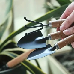 3-Piece Deluxe Garden Tool Set - Lightweight Aluminum Shovel & Rake for Succulent Plants Flower Beds & Loose Soil - Ergonomic Handle Ideal for Compact Gardening Needs