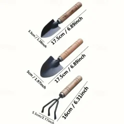 3-Piece Deluxe Garden Tool Set - Lightweight Aluminum Shovel & Rake for Succulent Plants Flower Beds & Loose Soil - Ergonomic Handle Ideal for Compact Gardening Needs