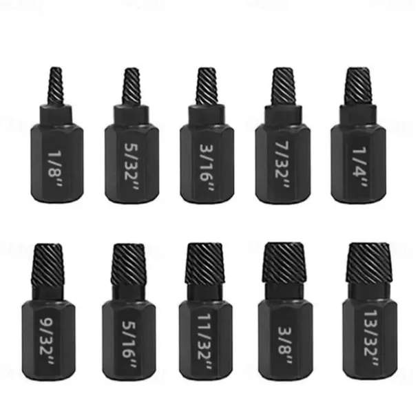 10-Piece Set Broken Head Bolt Screw Cap Extractor - Hexagon Socket Bolt Removal Tool, Chrome Vanadium Steel, for Screws, Bolts, and Studs