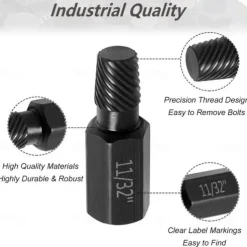 10-Piece Set Broken Head Bolt Screw Cap Extractor - Hexagon Socket Bolt Removal Tool, Chrome Vanadium Steel, for Screws, Bolts, and Studs