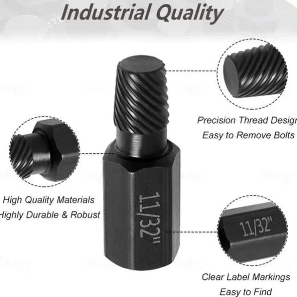 10-Piece Set Broken Head Bolt Screw Cap Extractor - Hexagon Socket Bolt Removal Tool, Chrome Vanadium Steel, for Screws, Bolts, and Studs