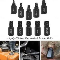 10-Piece Set Broken Head Bolt Screw Cap Extractor - Hexagon Socket Bolt Removal Tool, Chrome Vanadium Steel, for Screws, Bolts, and Studs