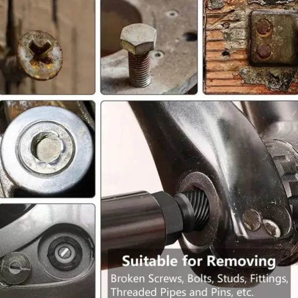 10-Piece Set Broken Head Bolt Screw Cap Extractor - Hexagon Socket Bolt Removal Tool, Chrome Vanadium Steel, for Screws, Bolts, and Studs