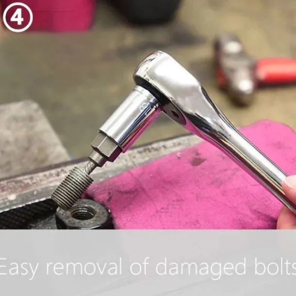 10-Piece Set Broken Head Bolt Screw Cap Extractor - Hexagon Socket Bolt Removal Tool, Chrome Vanadium Steel, for Screws, Bolts, and Studs