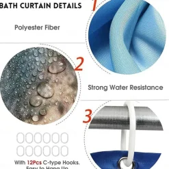 4-Piece Shower Curtain Set Valentine's Day Bathroom Decor , Modern Home Bathroom Decor with Bath Mat, U-Shaped Mat, Toilet Lid Cover, and 12 Hooks