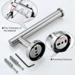 3-Piece Stainless Steel Bathroom Towel Rack Set - Includes Towel Bar, Toilet Paper Holder, and Hook - Available in 4 Finishes: Polished Chrome, Brushed Nickel, Black, and Brushed Gold