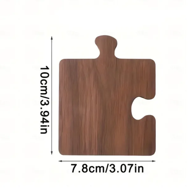 4-Piece Vintage Wooden Puzzle Coasters, Heat-Resistant Drink Coaster Set, Tabletop Protection for Office Desk, Bar, Home Decor