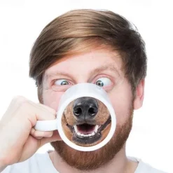 Pig Nose Ceramic Mug Dog Nose Ceramic Mug Coffee Cup Tea Milk Drink Cups as Funny and Unique Gift 400 ml