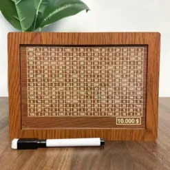 Piggy Bank for Adults Kids, Wooden Coin Bank for Boys and Girls, Adults Money Box with Counter for Savings Goal $10000 Best Gift for Friends (Deep Brown, 10000 Dollar)