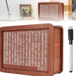 Piggy Bank for Adults Kids, Wooden Coin Bank for Boys and Girls, Adults Money Box with Counter for Savings Goal $10000 Best Gift for Friends (Deep Brown, 10000 Dollar)