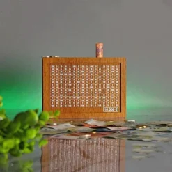 Piggy Bank for Adults Kids, Wooden Coin Bank for Boys and Girls, Adults Money Box with Counter for Savings Goal $10000 Best Gift for Friends (Deep Brown, 10000 Dollar)