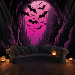 Pink Bats Hanging Tapestry Wall Art Large Tapestry Mural Decor Photograph Backdrop Blanket Curtain Home Bedroom Living Room Decoration