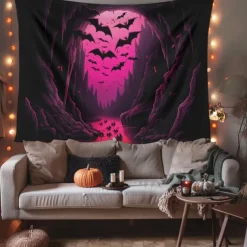 Pink Bats Hanging Tapestry Wall Art Large Tapestry Mural Decor Photograph Backdrop Blanket Curtain Home Bedroom Living Room Decoration
