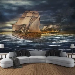 Pirate Ship Hanging Tapestry Wall Art Large Tapestry Mural Decor Photograph Backdrop Blanket Curtain Home Bedroom Living Room Decoration