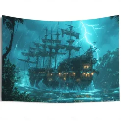 Pirate Ship Hanging Tapestry Wall Art Large Tapestry Mural Decor Photograph Backdrop Blanket Curtain Home Bedroom Living Room Decoration