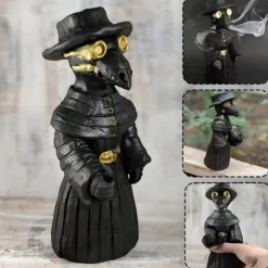 Plague Doctor Cone Incense Burner Halloween Intricately Designed Resin Holder for Incense Cones - Historical Decor with Smoking Beak and Mouth - Black, 80g