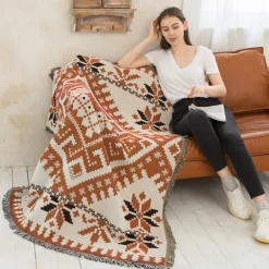 Plaid Blankets Knitted Sofa Cover Full Blanket Striped Room Bedside Blanket for Home Rugs Camping Picnic Blanket Boho Decorative