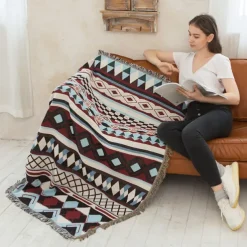 Plaid Blankets Knitted Sofa Cover Full Blanket Striped Room Bedside Blanket for Home Rugs Camping Picnic Blanket Boho Decorative
