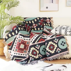 Plaid Blankets Knitted Sofa Cover Full Blanket Striped Room Bedside Blanket for Home Rugs Camping Picnic Blanket Boho Decorative