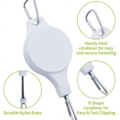 Plant Hook Pulley, Retractable Plant Hanger Flower Basket Pots and Birds Feeder Hang High up and Pull Down to Water Or Feed