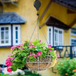 Plant Hook Pulley, Retractable Plant Hanger Flower Basket Pots and Birds Feeder Hang High up and Pull Down to Water Or Feed