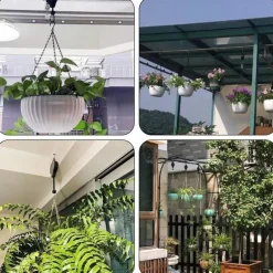 Plant Hook Pulley, Retractable Plant Hanger Flower Basket Pots and Birds Feeder Hang High up and Pull Down to Water Or Feed