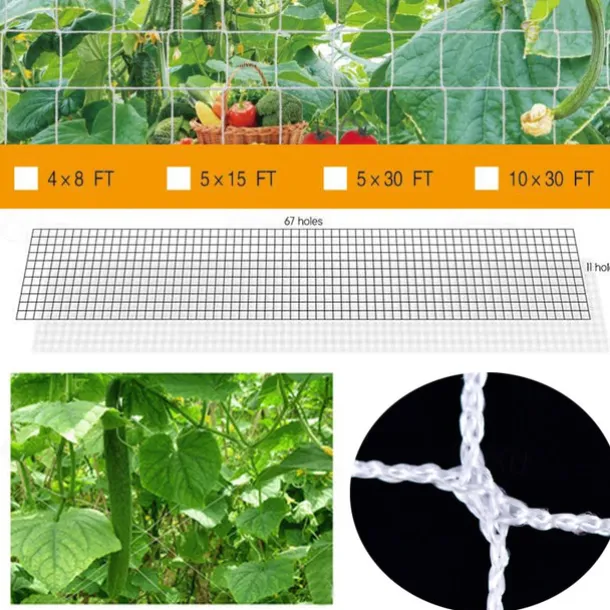 Plant Trellis Netting, Heavy-Duty Polyester Grow Net, Garden Trellis Netting with Square Mesh for Climbing Plants, Vegetables, Fruits, and Flowers