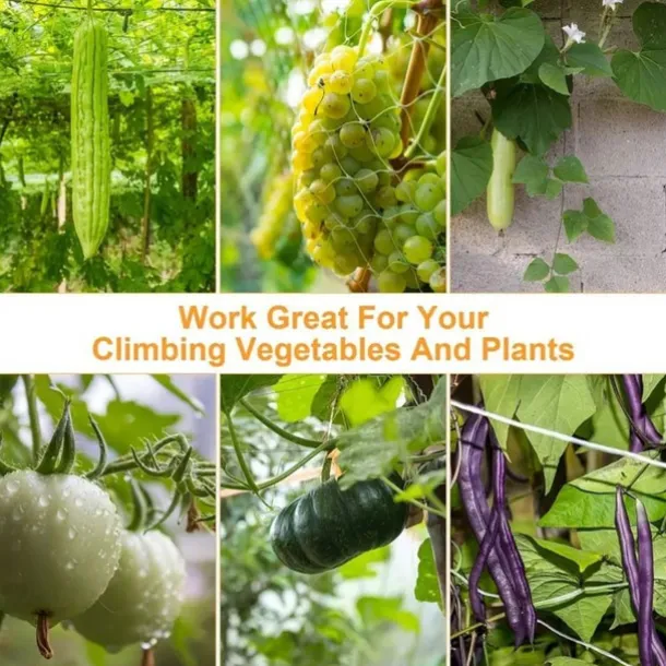 Plant Trellis Netting, Heavy-Duty Polyester Grow Net, Garden Trellis Netting with Square Mesh for Climbing Plants, Vegetables, Fruits, and Flowers