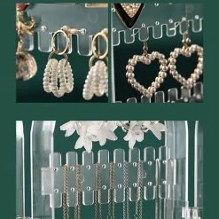 Plastic Clear Earrings Studs Display Rack Folding Screen Earring Jewelry Display Stand Holder Storage Box Gift For Women