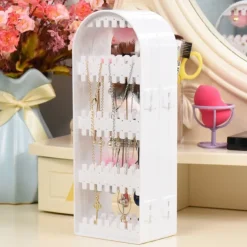 Plastic Clear Earrings Studs Display Rack Folding Screen Earring Jewelry Display Stand Holder Storage Box Gift For Women