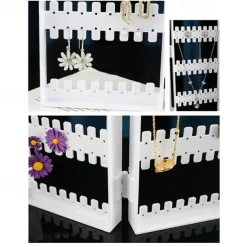 Plastic Clear Earrings Studs Display Rack Folding Screen Earring Jewelry Display Stand Holder Storage Box Gift For Women