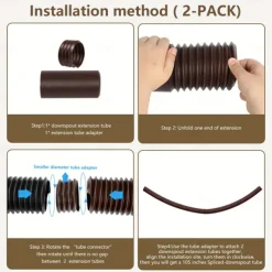 Plastic Downspout Extension - Durable and Flexible Rainwater Drainage Solution with Round Connector for Seamless Piping System Extension, 1pc/2pcs Piece for Home and Garden Use