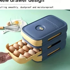 Plastic Stackable Egg Holder Storage Box, Drawer Rolling Refrigerator Eggs Organizer, Space Saver Container, Fresh-keeping Egg Tray, Kitchen Accessories