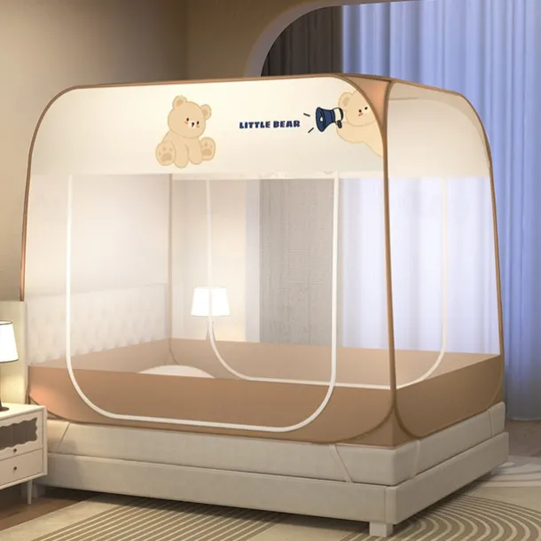 Plus Size Mosquito Net Dustproof Roof Double Door Free Installation Mosquito Net for Bed Safe Mosquito Prevention Mosquito Net for Children's Room