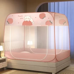 Plus Size Mosquito Net Dustproof Roof Double Door Free Installation Mosquito Net for Bed Safe Mosquito Prevention Mosquito Net for Children's Room