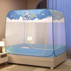 Plus Size Mosquito Net Dustproof Roof Double Door Free Installation Mosquito Net for Bed Safe Mosquito Prevention Mosquito Net for Children's Room