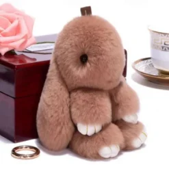 Plush Hanging Rabbit Pendant – Floppy Ear Bunny Keychain with Imitation Otter Fur, Mini Cute Rabbit Charm for Backpacks
