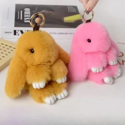 Plush Hanging Rabbit Pendant – Floppy Ear Bunny Keychain with Imitation Otter Fur, Mini Cute Rabbit Charm for Backpacks